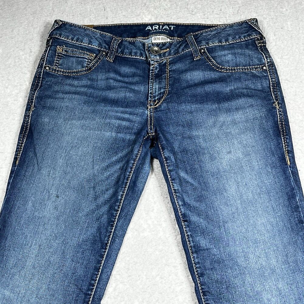 Ariat Demi Boot Jeans Womens 29S Medium Wash Blue Denim Stretch Low Rise Western - Picture 2 of 12